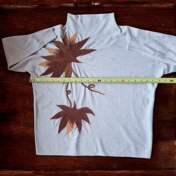 Aaeda Textured Leaves Dolman Sleeves Mock Neck Perfect Fall Sweater - Picture 4 of 8